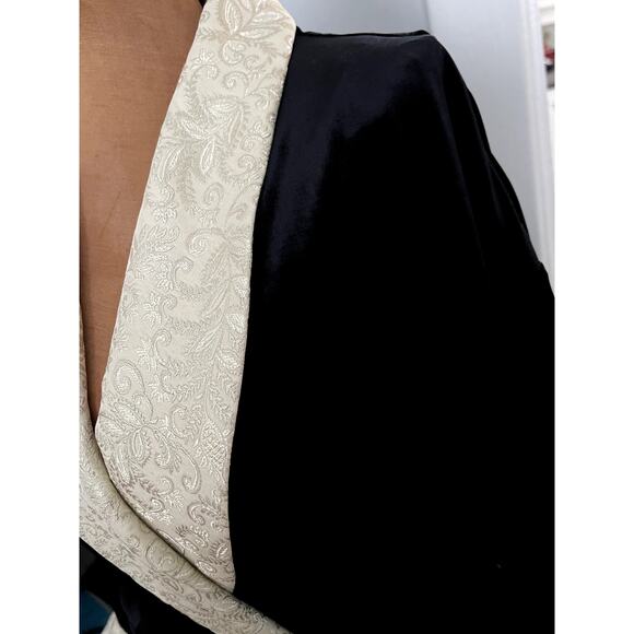 Natori Private Luxuries Sz L Velvet Robe Black Silk Maxi Luxury Elegant Glam - Picture 7 of 16